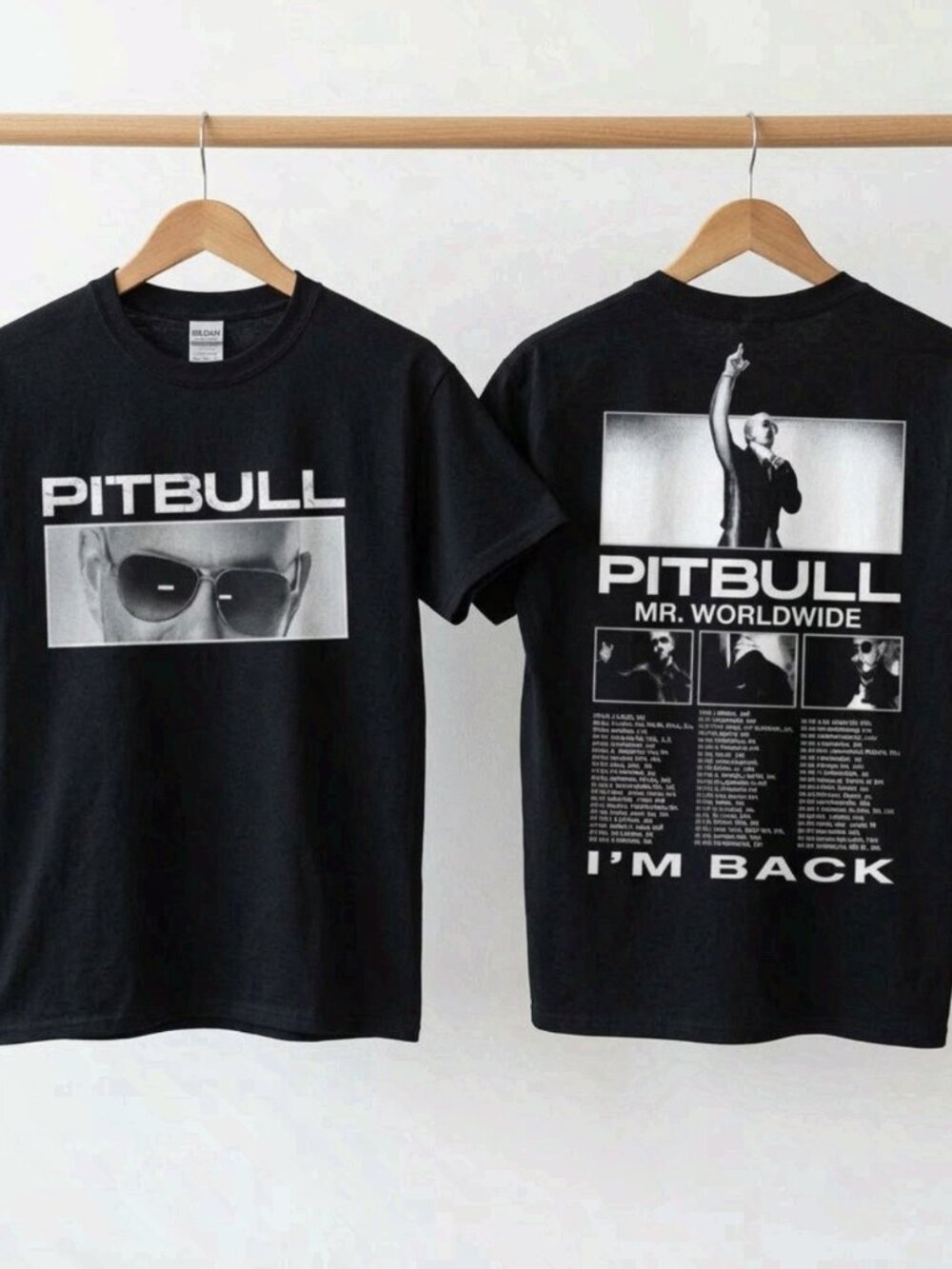 Pitbull I'm Back World Tour 2026 Photo Graphic Black T-Shirt Reprint